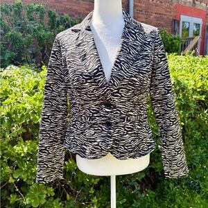 Vintage Sandro Black and White Zebra Print Blazer